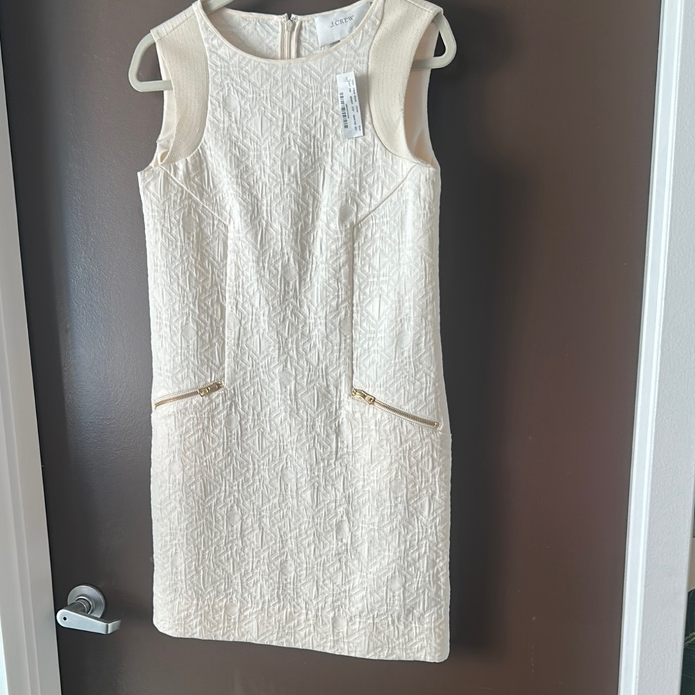 Elegant Cream J. CREW Jacquard NEW Shift Dress sz XS